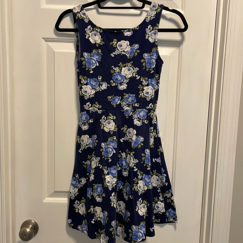 Navy blue floral dress